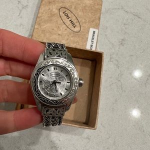 LOIS HILL Sterling Silver Engraved Swiss Movement Watch